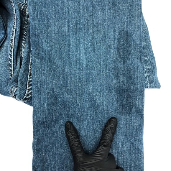 Levis 505 Jeans Mens 34x32 Blue Denim Straight Leg Stretch Medium Wash Classic - Picture 12 of 16